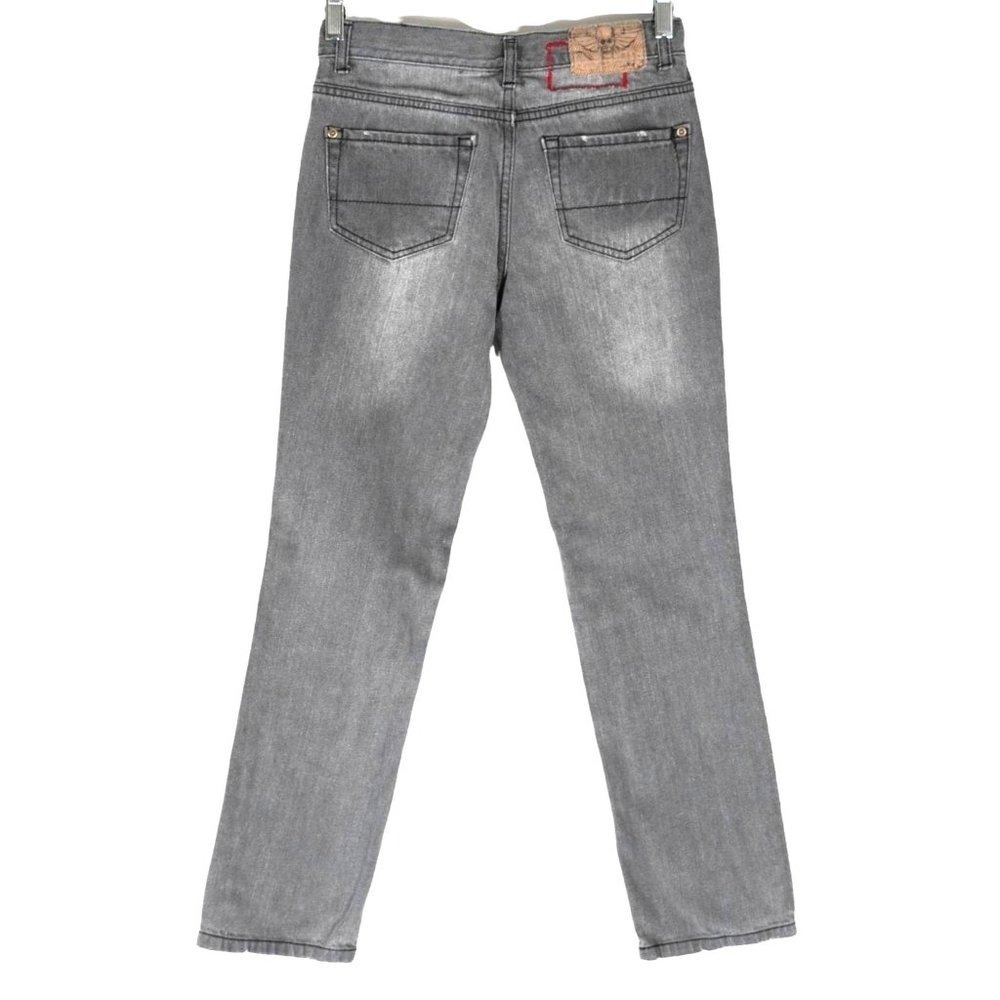 West 49 Jeans‎ Straight Leg Women Size 28 Gray Faded Wing Logo Denim Pants